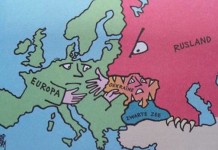 Propaganda im Schulbuch: Gefräßiges Monster Russland fällt über Ukraine her